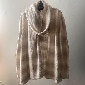 Light beige and tan sweater w/attached scarf